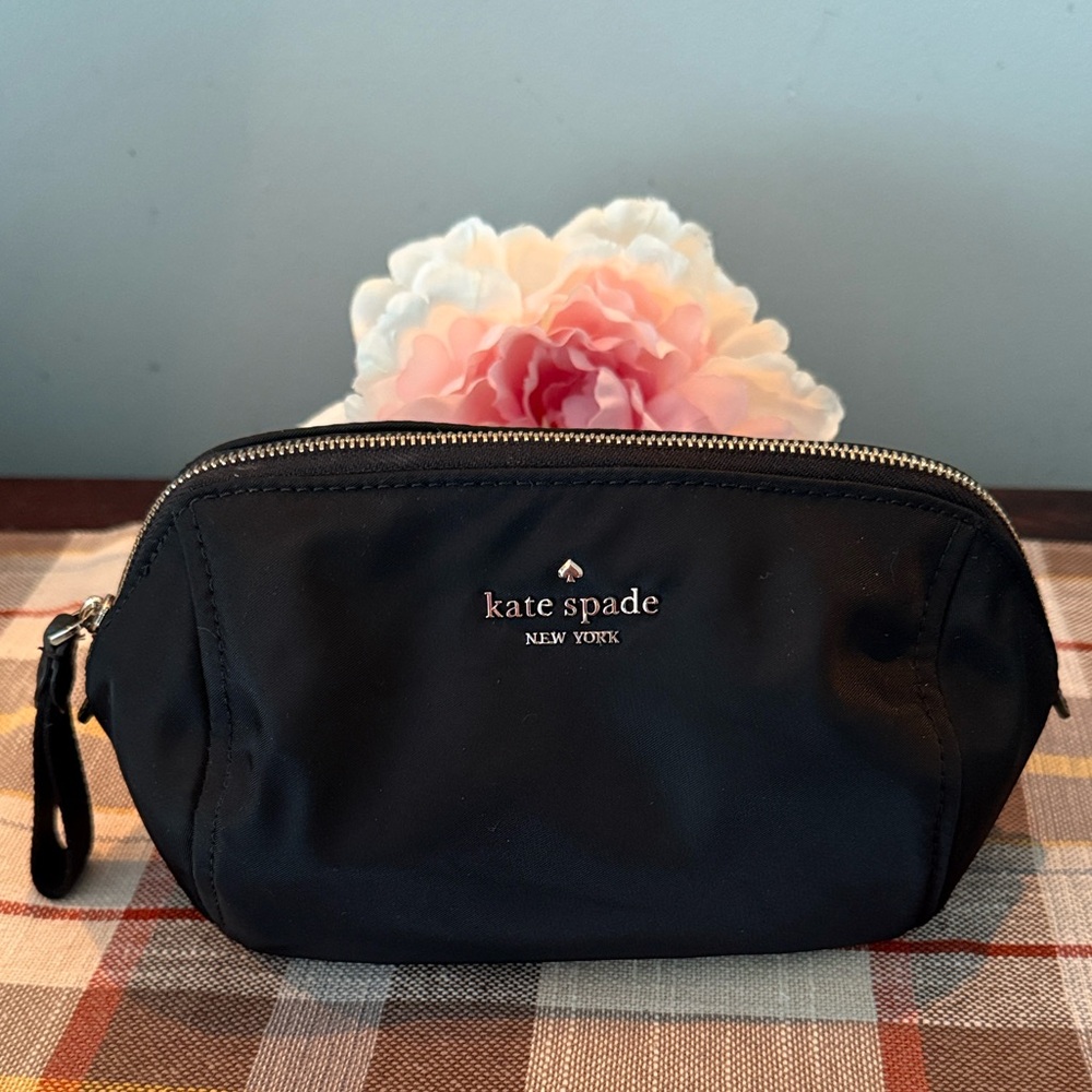 Kate Spade Black Nylon Zippered Makeup Pouch